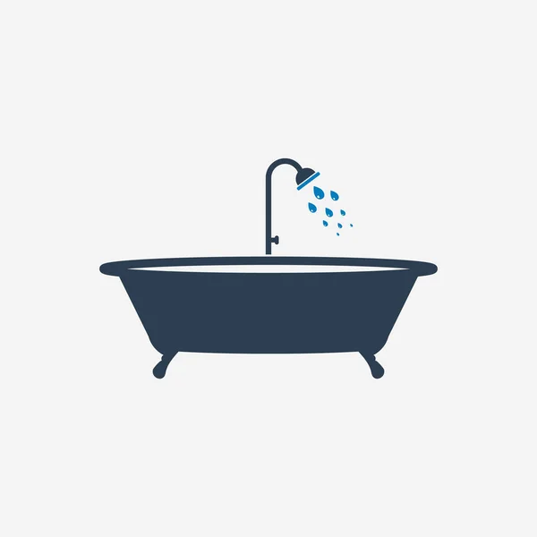 Badkuip Pictogram Met Douche Teken Bewerkbare Vector Eps Symbool Illustratie — Stockvector