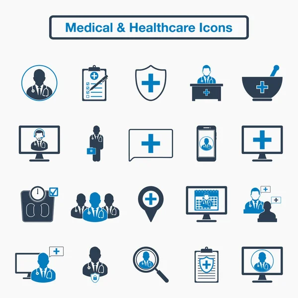 Medical Healthcare Icon Set Flat Style Vector Eps — Stock Vector