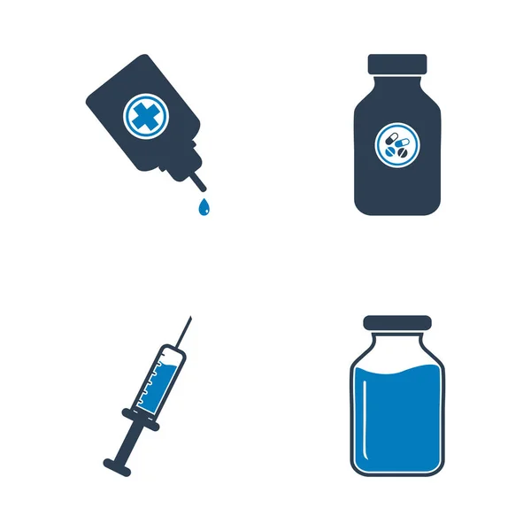医療用薬とボトルのアイコンセット 編集可能なベクトルEpsシンボルイラスト — ストックベクタ