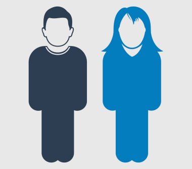 Çift Simgesi. Gri arka planda duran erkek ve kadın sembolü. düz biçim vektörleri.