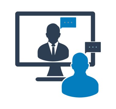 Video konferans ikonu. Düz biçim vektörü EPS.