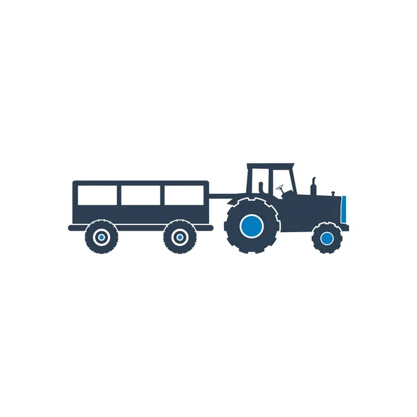 Tractor Trailer Icon Flat Style Vector Eps — Stock Vector