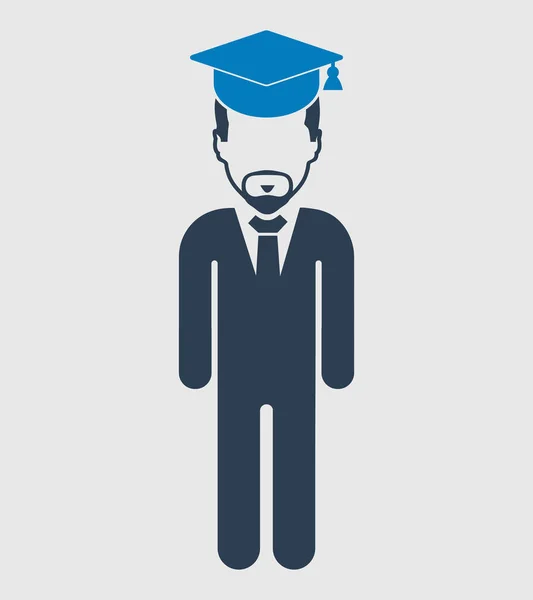Icono Estudiante Graduado Símbolo Masculino Pie Sobre Fondo Gris Estilo — Vector de stock