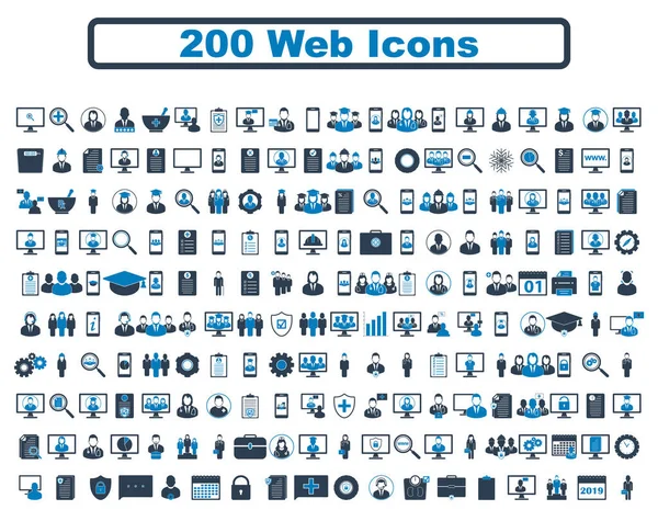 200 Набір Веб Іконок Вектор Плоского Стилю Eps Ліцензійні Стокові Ілюстрації