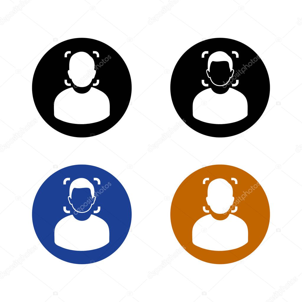 Face Recognition Icon Set. Button style vector EPS.