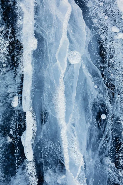 Texture of ice of Baikal lake in Siberia. blue lake ice. — Stock Photo, Image