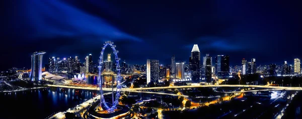 Beautiful view of Singapore night. Skyscrapers at the Marina Bay