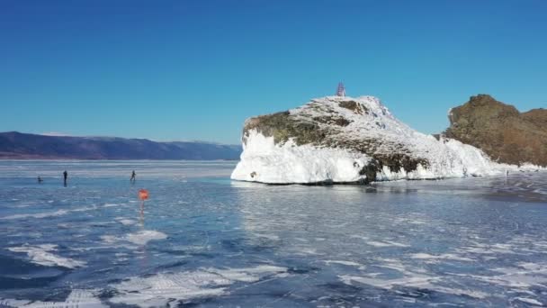 Frozen Lake Baikal Cape Horin Irgi Olkhon Island Beautiful Winter — Stock Video