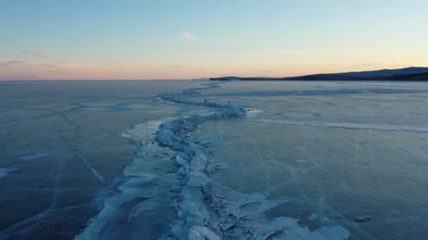 Lago Baikal Congelato Hummocks Lago Baikal Bellissimo Paesaggio Invernale Con — Video Stock