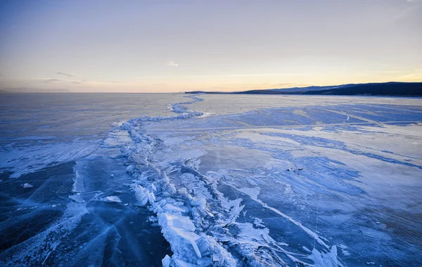Frozen Lake Baikal, Lake Baikal hummocks. Beautiful winter