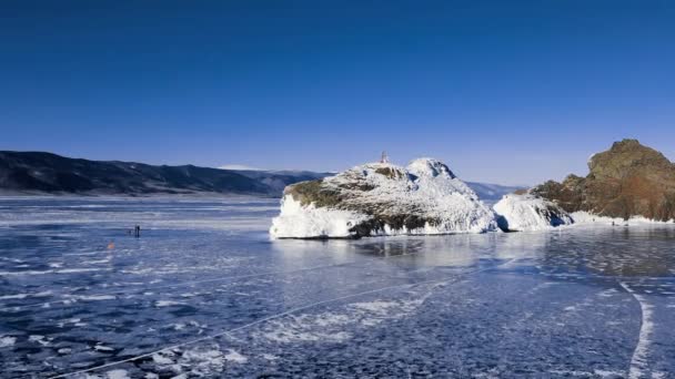 Lago Congelato Baikal Capo Horin Irgi Dell Isola Olkhon Bellissimo — Video Stock