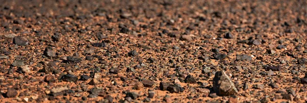 Black Gobi Stony Desert Black Stones Sand Abstract Natural Background — Stock Photo, Image