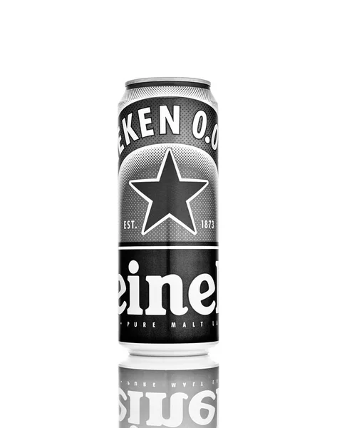 Can Heineken Alcohol Free Beer Isolated White Background Produced Dutch — Stock Photo, Image