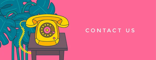 Contact us banner. Communication and customer service concept. — Stok Vektör