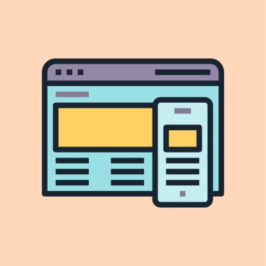 Tepki Tasarımı. Dijital pazarlama konsepti illüstrasyon, düz tasarım doğrusal biçim afişi.