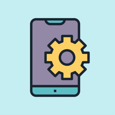 Mobil optimizasyon. Dijital pazarlama konsepti illüstrasyon, düz tasarım doğrusal biçim afişi.