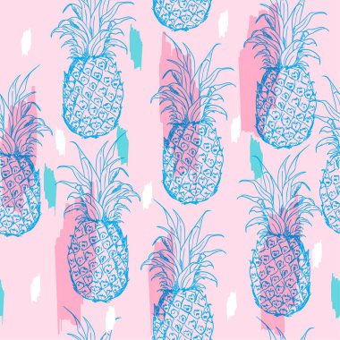 Pastel yaz, tropikal siluetleri olan, kusursuz, egzotik bir desen. 