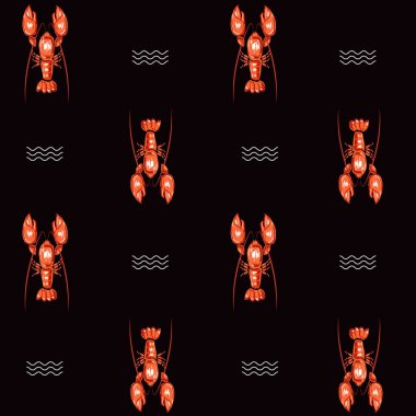 Kırmızı ıstakoz pürüzsüz desen. Istakoz v 'nin çizimi