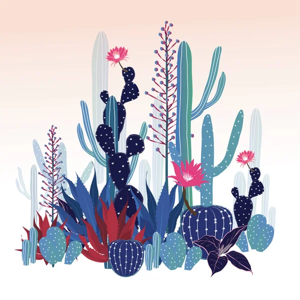 Basic Rgbbeautiful Cactus collectie. Sketchy stijl illustratie. Succulente set. — Stockvector