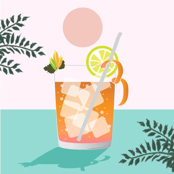 Summer Cocktail Party Poster Hand Drawn Illustration Cocktail Vector Illustration — Stock Vector