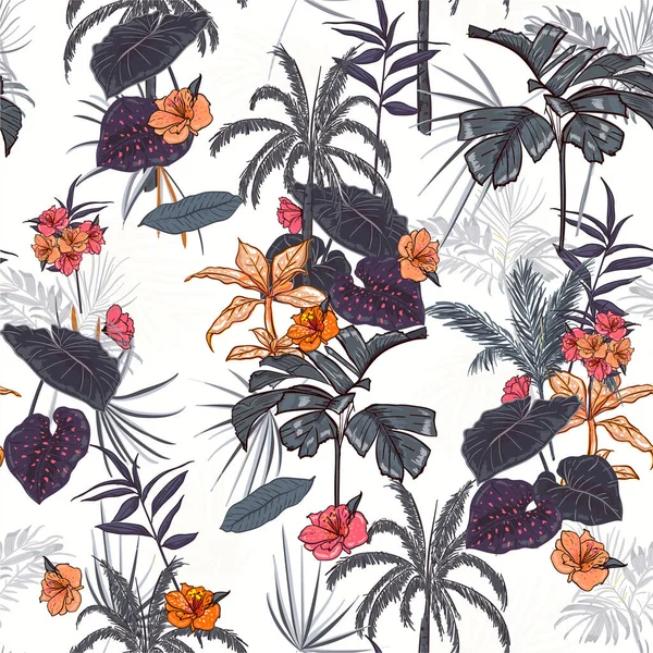 Vecteur Tendance Sans Couture Beau Motif Tropical Avec Forêt Exotique — Image vectorielle