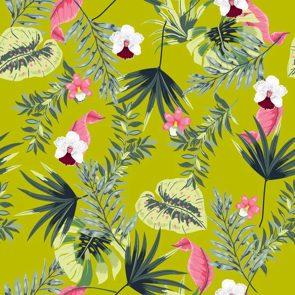 Vecteur Tendance Sans Couture Beau Motif Tropical Avec Forêt Exotique — Image vectorielle