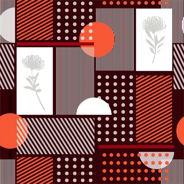 Красива Геометрія Мінімальний Безшовний Візерунок Проста Форма Силует Квіти Смуга — стоковий вектор
