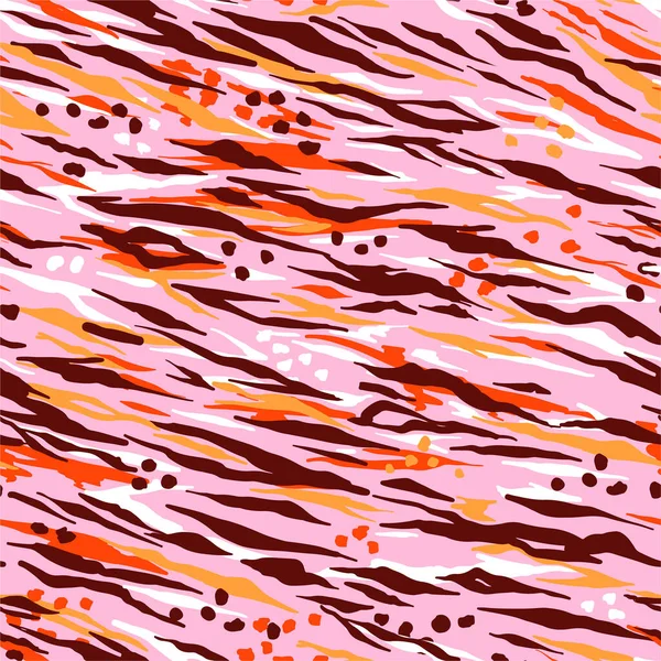 Trendy Colorful Seamless Pattern Animal Skin Drawn Design Леопардовая Кисть — стоковый вектор