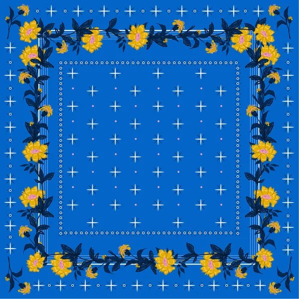 Moda Cor Fresca Flores Florescendo Boêmio Cachecol Bandana Estilo Sem — Vetor de Stock