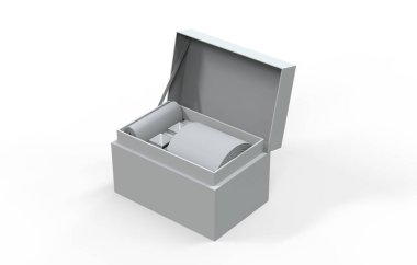 Erkekler ipek kravat ve kol düğmeleri markalaşmaya ayarlandı. 3d illüstrasyon.