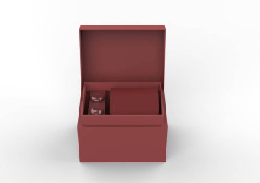 Erkekler ipek kravat ve kol düğmeleri markalaşmaya ayarlandı. 3d illüstrasyon.