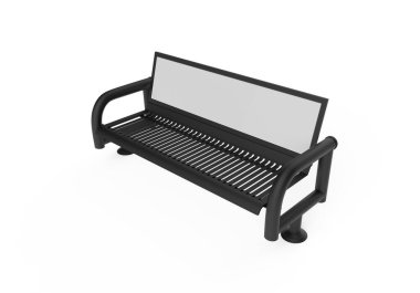 Street Bench Reklamcılık beyaz bir arkaplanda izole edilmiş bir şekilde duruyor. 3d illüstrasyon