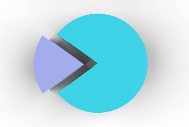 İzole edilmiş beyaz arkaplanda turta şeması. Isome turtası farklı yüksekliklerde. İş verileri, bilgi grafikleri için renkli elementler. 3d illüstrasyon.