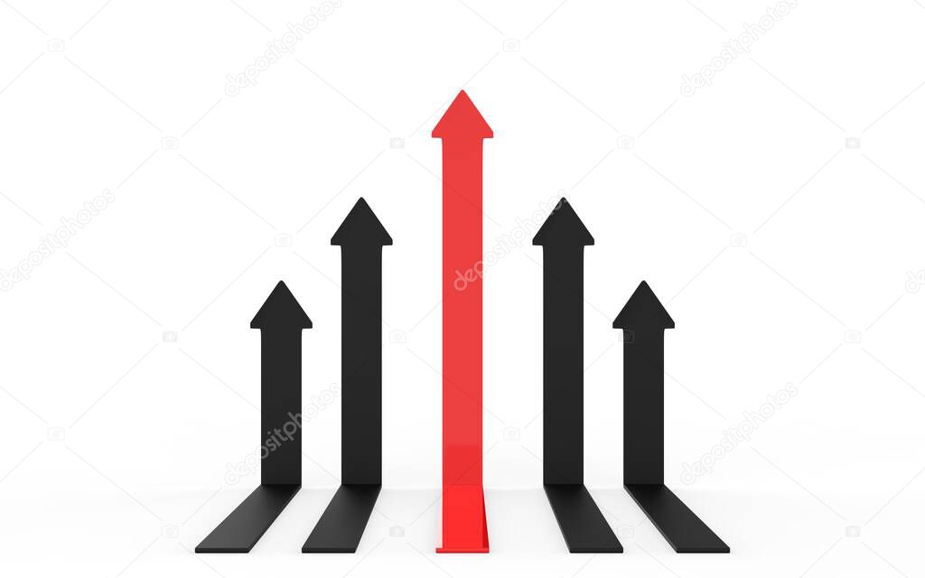 rising arrow, representing business growth. 3d illustration