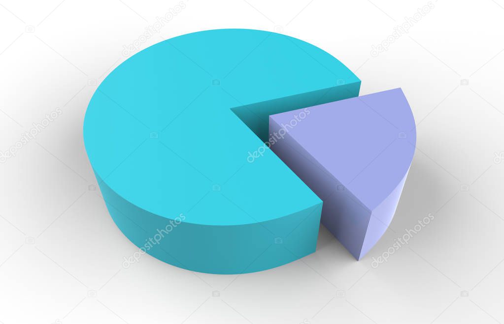 Pie chart on isolated white background. Isometric pie charts different heights. Business data, colorful elements for info graphics. 3d illustration.