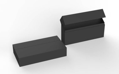 Beyaz zemin üzerinde izole edilmiş boş karton kutu ambalaj tasarımı için hazır. 3d illüstrasyon