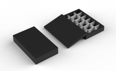 İzole bir arka planda el yapımı çikolata kutusu. 3d illüstrasyon  