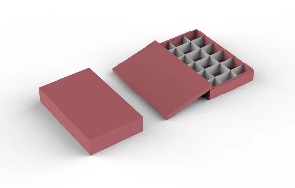 Caja Chocolates Hechos Mano Sobre Fondo Aislado Ilustración — Foto de Stock