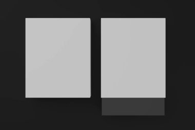 Siyah arka planda izole edilmiş iki boş paket. 3d illüstrasyon