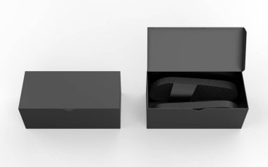 Kutudaki terlik beyaz arka planda izole edilmiş. 3d illüstrasyon