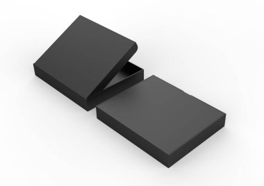 Boş ambalaj kutusu beyaz arkaplanda izole edilmiş gibi görünüyor. 3d illüstrasyon 