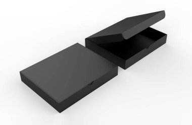 Boş ambalaj kutusu beyaz arkaplanda izole edilmiş gibi görünüyor. 3d illüstrasyon 