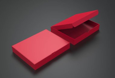 Boş ambalaj kutusu siyah arkaplanda izole edilmiş. 3d illüstrasyon 