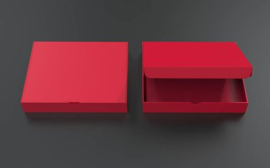 Boş ambalaj kutusu siyah arkaplanda izole edilmiş. 3d illüstrasyon 