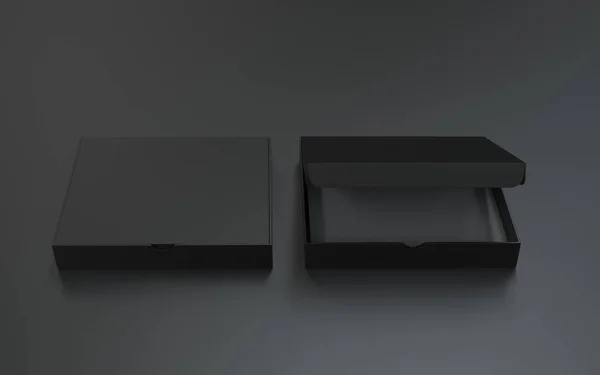 空白包装盒模拟隔离在黑色背景 3D说明 — 图库照片