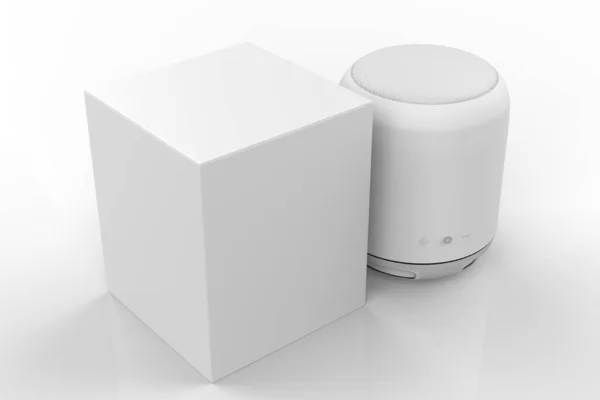 Беспроводные Колонки Bluetooth Коробкой Белом Фоне Иллюстрация — стоковое фото