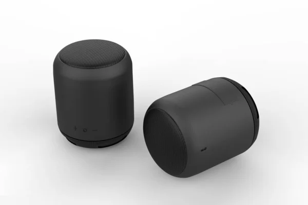 Beyaz arkaplandaki kablosuz bluetooth hoparlörleri - 3B illüstrasyon