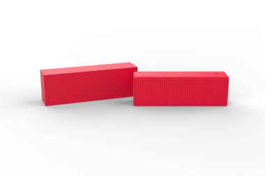 Beyaz arkaplandaki kablosuz bluetooth hoparlörleri - 3B illüstrasyon