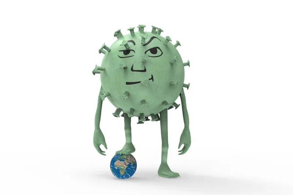 Una Vista Cerca Pie Viruse Monstruo Una Tierra Ilustración —  Fotos de Stock