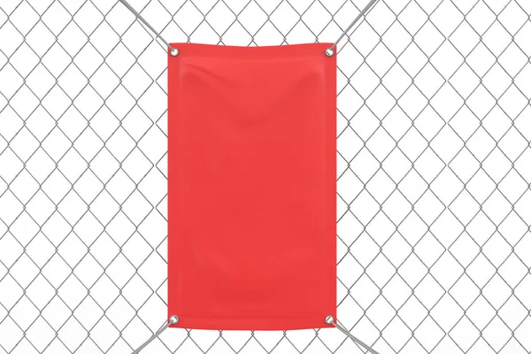 Blank Indoor outdoor Fabric Vinyl Banner hanging on the fence. 3d illustration.